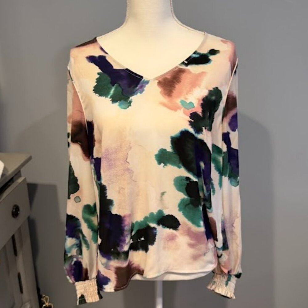 Cabi Watercolor Print Blouse